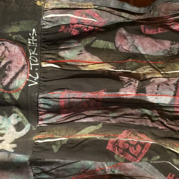 V.C. Torias Handpainted Vintage Artist Dropwaist Dress Art to Wear OS - Picture 5 of 12